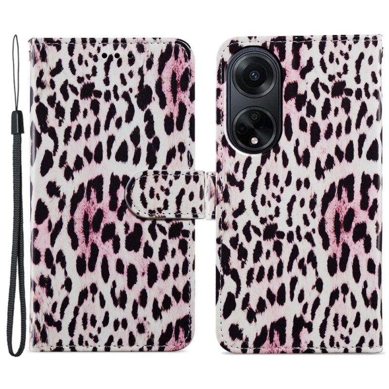 Lederhüllen Oppo A98 5g Leopardenmuster Mit Riemen