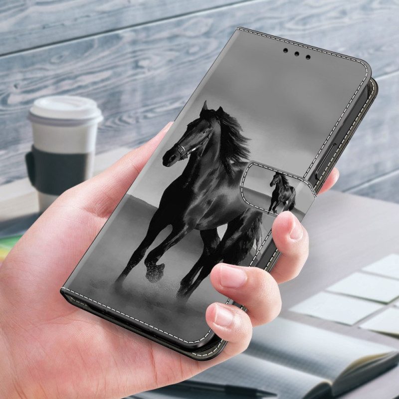 Lederhüllen Oppo A98 5g Schwarzes Pferd