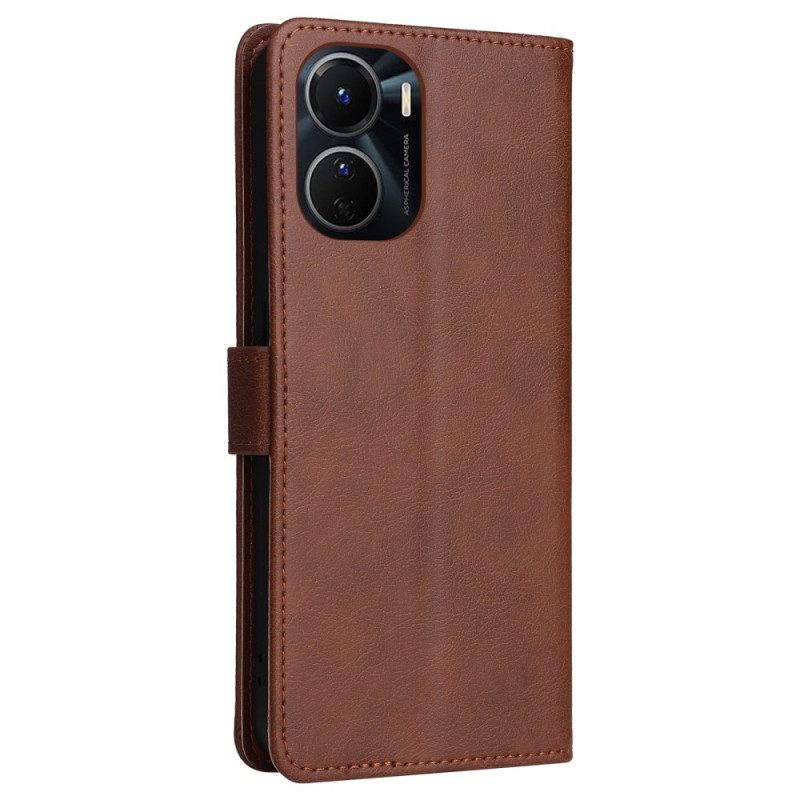 Flip Case Für Vivo Y16 Mit Kordel Riemchenleder-stil