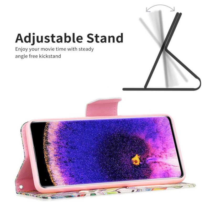 Flip Case Für Oppo Find X5 Pro Baummalerei