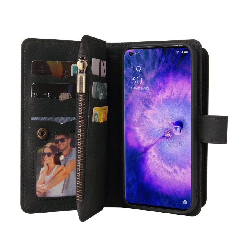 Flip Case Für Oppo Find X5 Pro Multifunktionaler Kartenhalter