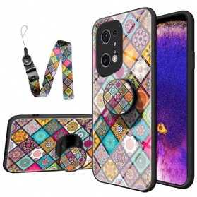 Hülle Für Oppo Find X5 Pro Patchwork-magnethalter