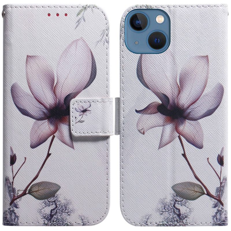 Lederhüllen Für iPhone 15 Alte Rosenblüte