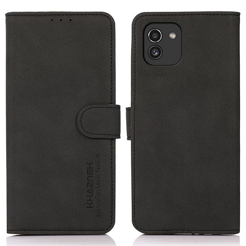 Flip Case Für Samsung Galaxy A03 Khazneh Textur Ledereffekt