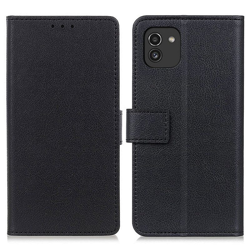 Flip Case Für Samsung Galaxy A03 Klassischer Ledereffekt