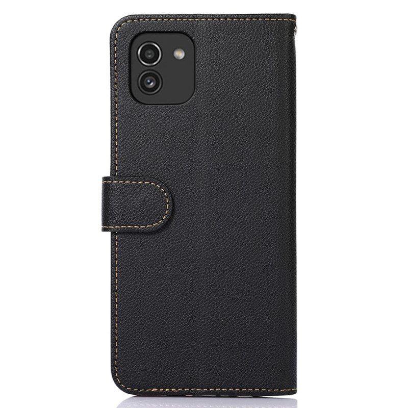 Flip Case Für Samsung Galaxy A03 Rfid-khazneh Im Litschi-stil