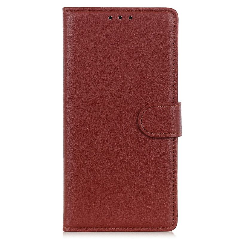 Flip Case Für Samsung Galaxy A03 Traditionelles Litschi-leder