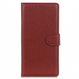 Flip Case Für Samsung Galaxy A03 Traditionelles Litschi-leder