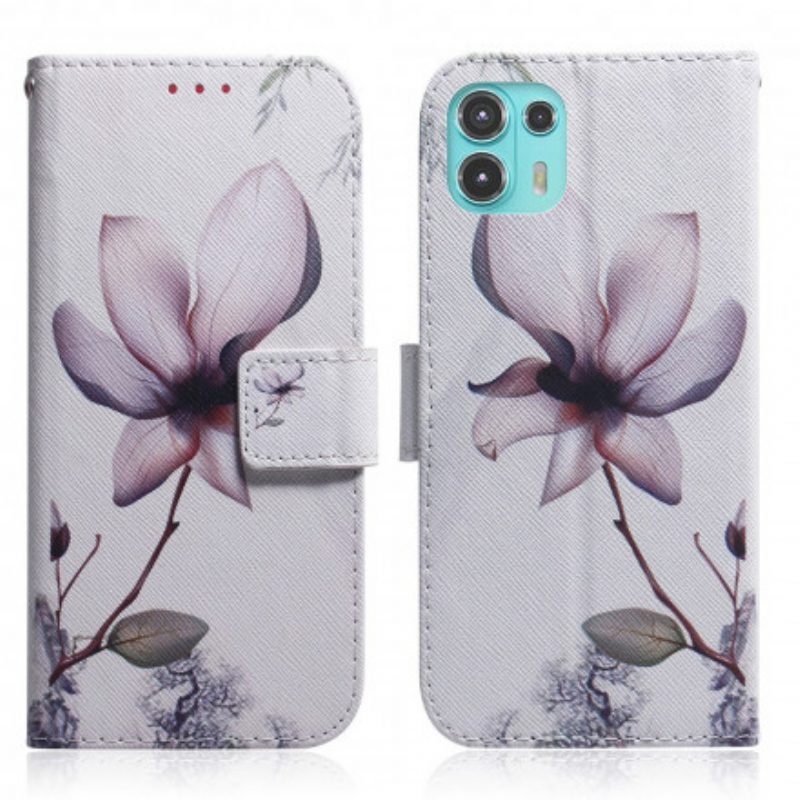 Flip Case Für Motorola Edge 20 Lite Blume Staubiges Rosa