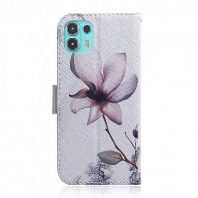 Flip Case Für Motorola Edge 20 Lite Blume Staubiges Rosa