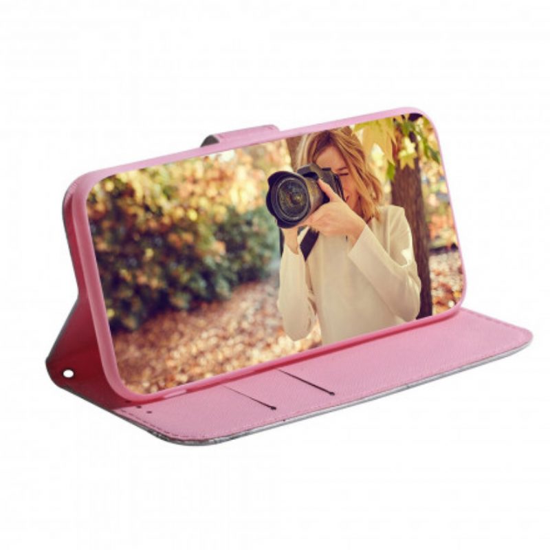 Flip Case Für Motorola Edge 20 Lite Blume Staubiges Rosa