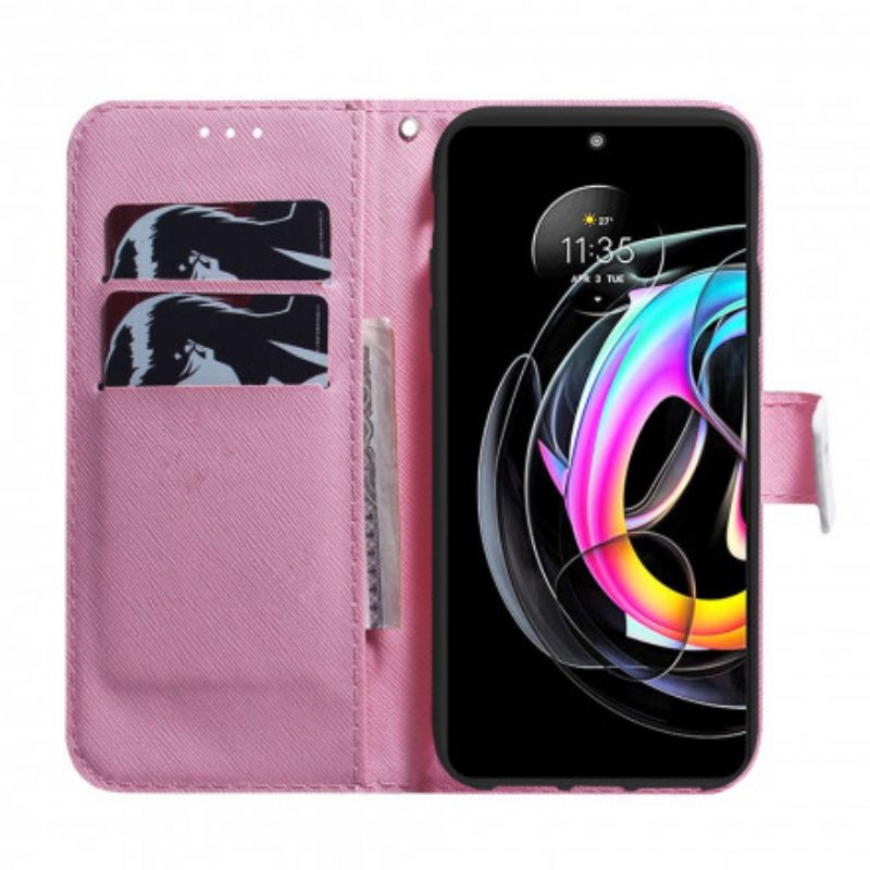 Flip Case Für Motorola Edge 20 Lite Blume Staubiges Rosa