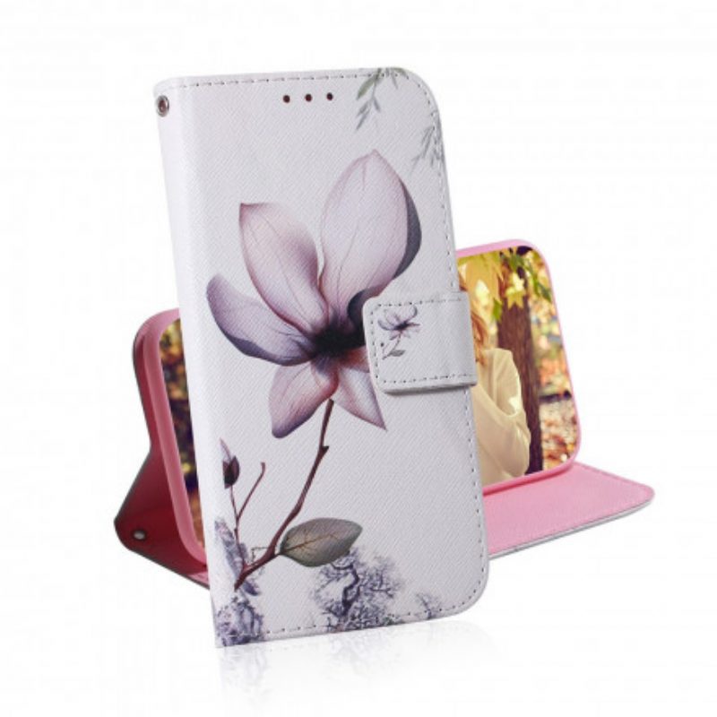 Flip Case Für Motorola Edge 20 Lite Blume Staubiges Rosa