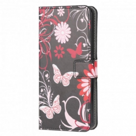 Flip Case Für Motorola Edge 20 Lite Schmetterlinge Und Blumen