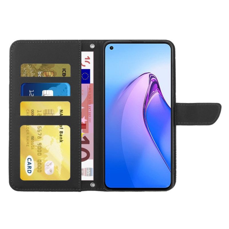 Flip Case Für Oppo Reno 8 Schmetterlinge Und Schultergurt