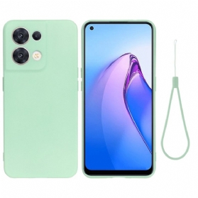 Hülle Für Oppo Reno 8 Mit Kordel Riemchen Aus Flüssigem Silikon