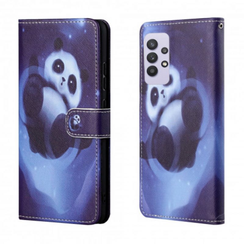 Flip Case Für Samsung Galaxy A32 Mit Kordel Panda Space Mit Schlüsselband