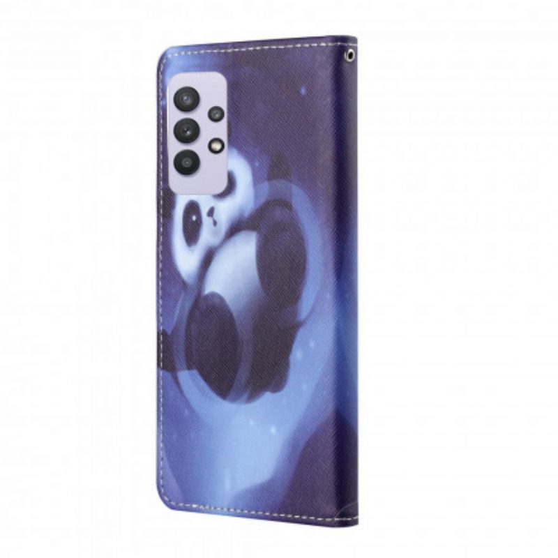 Flip Case Für Samsung Galaxy A32 Mit Kordel Panda Space Mit Schlüsselband