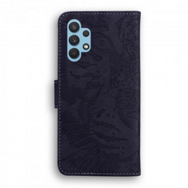 Flip Case Für Samsung Galaxy A32 Tiger-gesichtsdruck