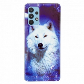 Handyhülle Für Samsung Galaxy A32 Fluoreszierende Wolf-serie