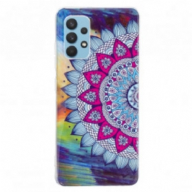 Handyhülle Für Samsung Galaxy A32 Fluoreszierendes Buntes Mandala