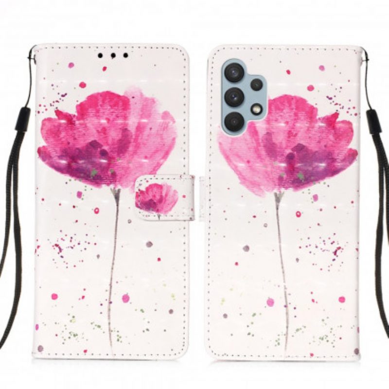 Hülle Flip Case Für Samsung Galaxy A32 Aquarellmohn