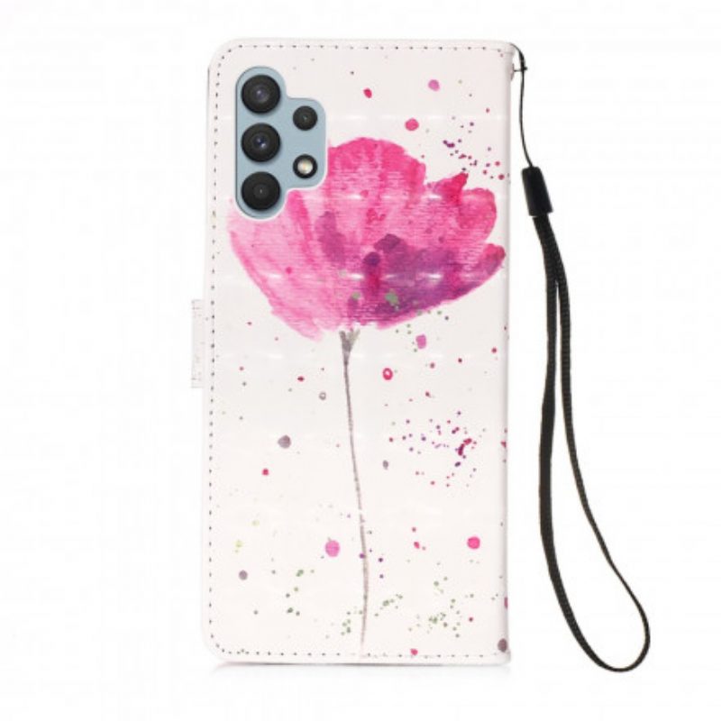 Hülle Flip Case Für Samsung Galaxy A32 Aquarellmohn