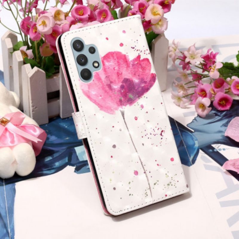 Hülle Flip Case Für Samsung Galaxy A32 Aquarellmohn