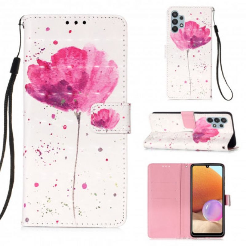 Hülle Flip Case Für Samsung Galaxy A32 Aquarellmohn