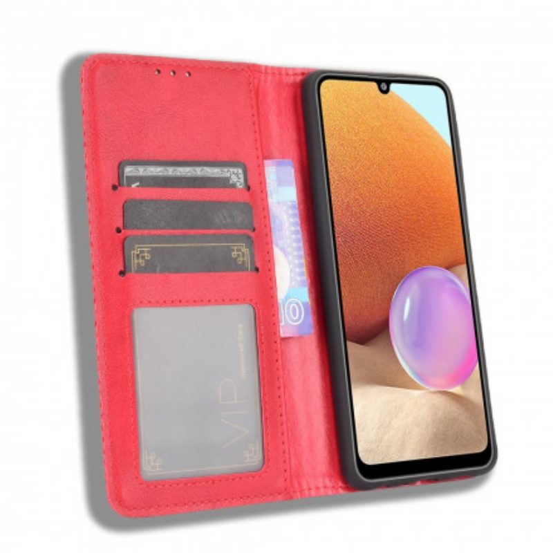 Schutzhülle Für Samsung Galaxy A32 Flip Case Stilisierter Vintage-ledereffekt