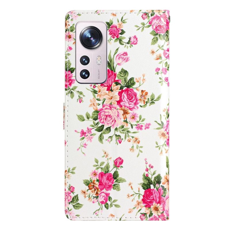 Flip Case Für Xiaomi 12 Lite Mit Kordel Riemen Liberty Flowers