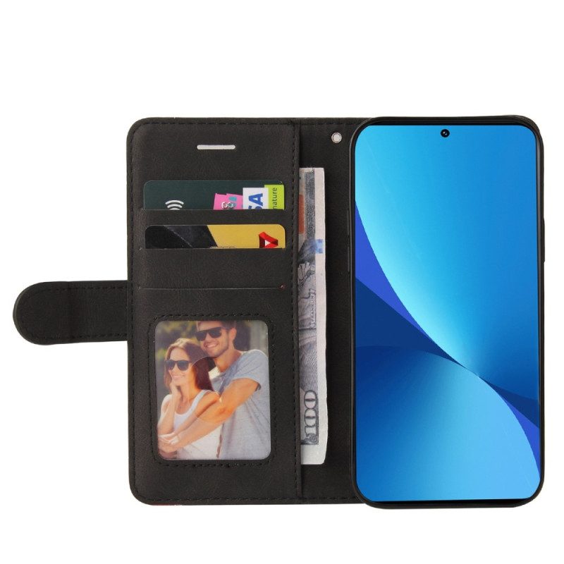 Flip Case Für Xiaomi 12 Lite Mit Kordel Zweifarbiger Riemen