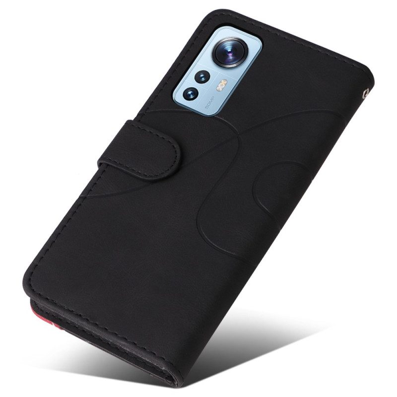 Flip Case Für Xiaomi 12 Lite Mit Kordel Zweifarbiger Riemen