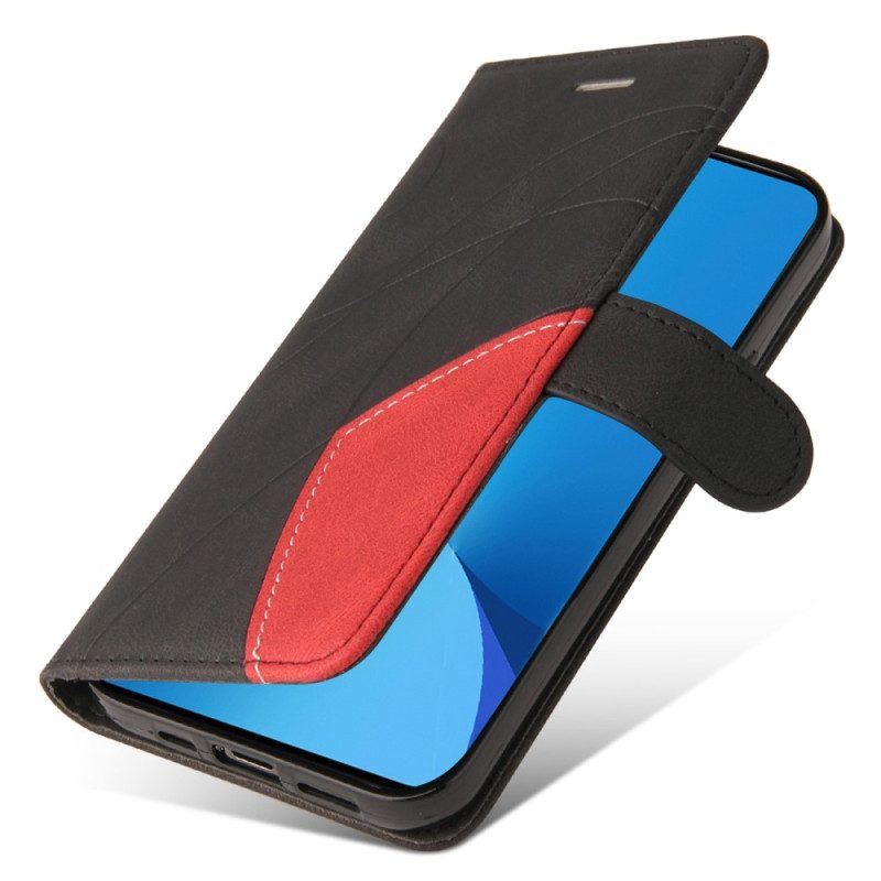 Flip Case Für Xiaomi 12 Lite Mit Kordel Zweifarbiger Riemen