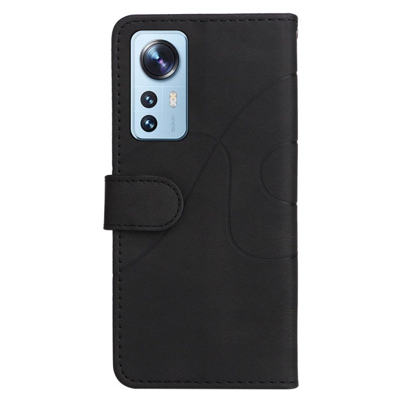 Flip Case Für Xiaomi 12 Lite Mit Kordel Zweifarbiger Riemen