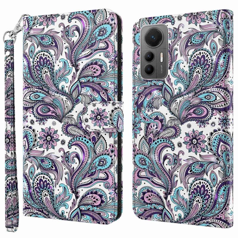 Lederhüllen Für Xiaomi 12 Lite Mit Kordel Riemchen-paisley-muster