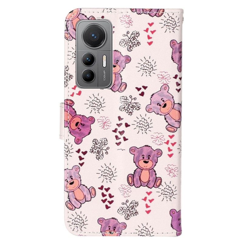 Lederhüllen Für Xiaomi 12 Lite Mit Kordel Teddybären