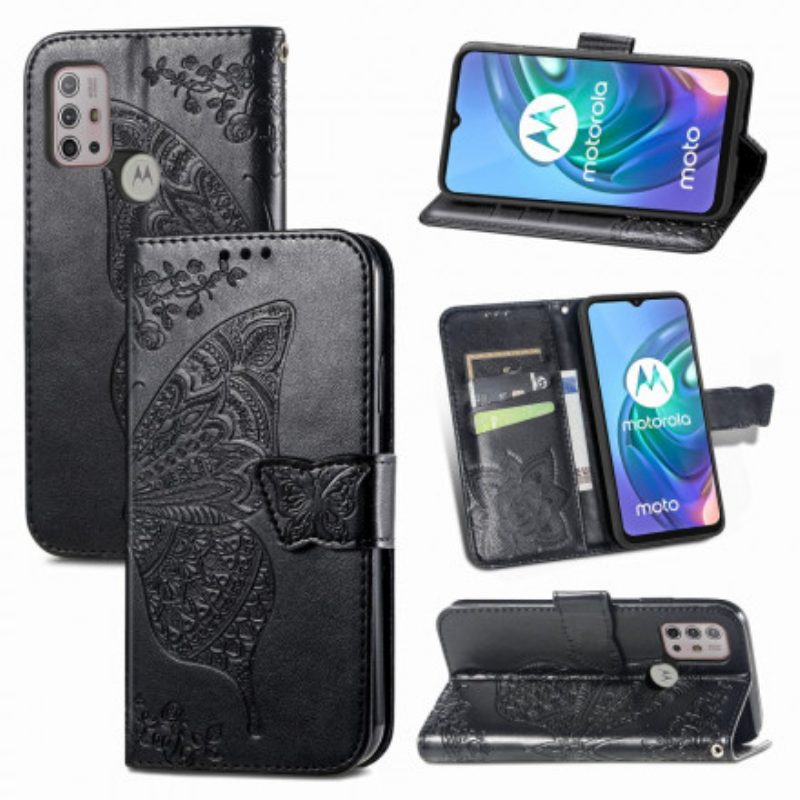 Flip Case Für Moto G30 / G10 Halber Schmetterling