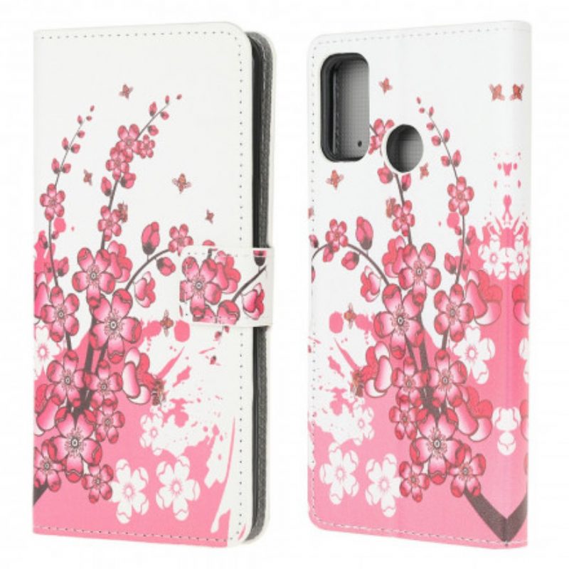 Flip Case Für Moto G30 / G10 Tropische Blumen