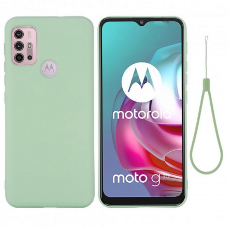 Handyhülle Für Moto G30 / G10 Flüssigsilikon Mit Lanyard