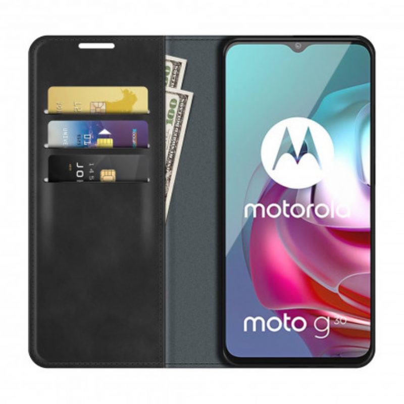 Schutzhülle Für Moto G30 / G10 Flip Case Seidenweicher Ledereffekt