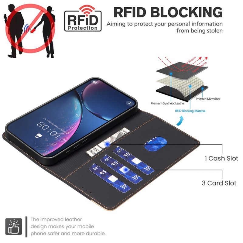 Lederhüllen iPhone 16 Handyhülle Zweifarbige Binfen Rfid-blockierung