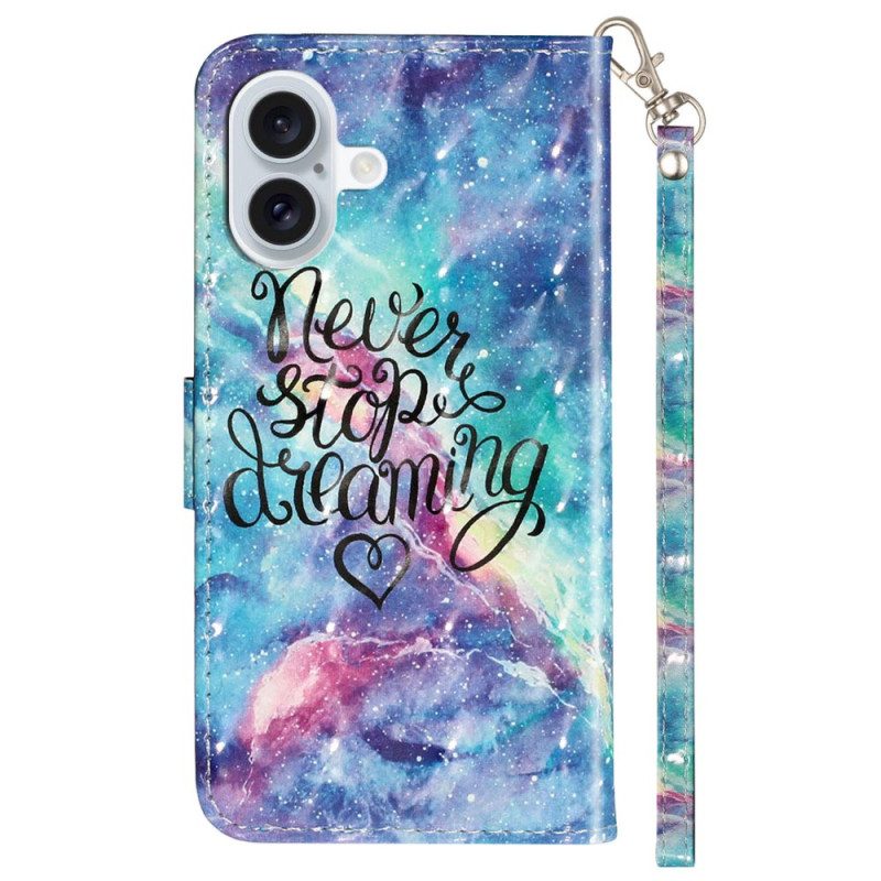 Lederhüllen iPhone 16 Never Stop Dreaming Mit Strap