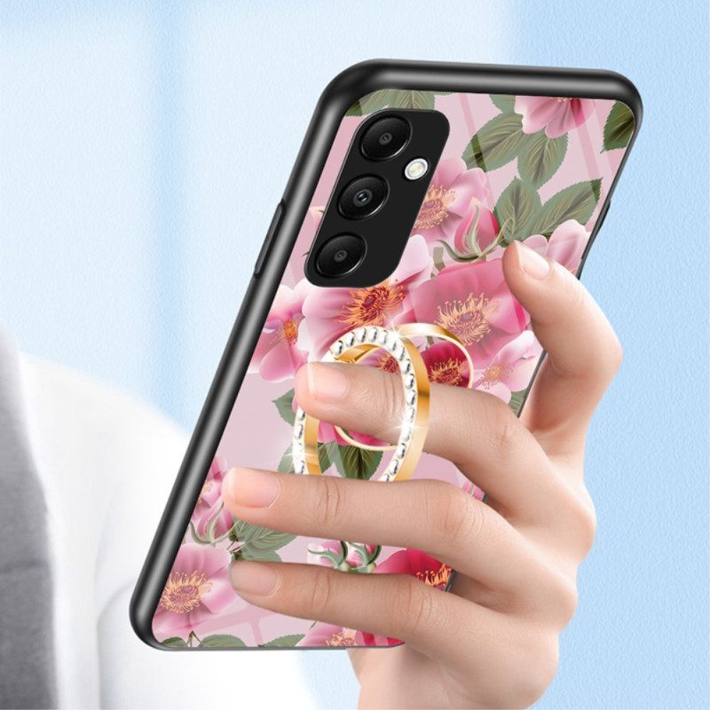 Hülle Für Samsung Galaxy A55 5g Halter Aus Gehärtetem Glas Mit Blumenmuster