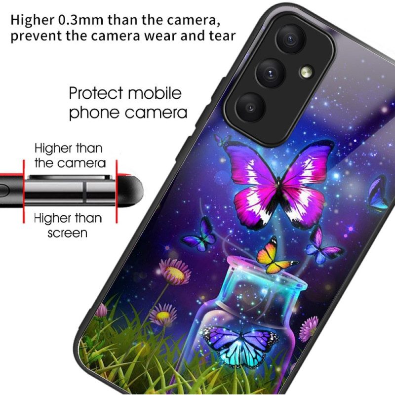 Hülle Samsung Galaxy A55 5g Handyhülle Flasche Und Schmetterling Aus Gehärtetem Glas