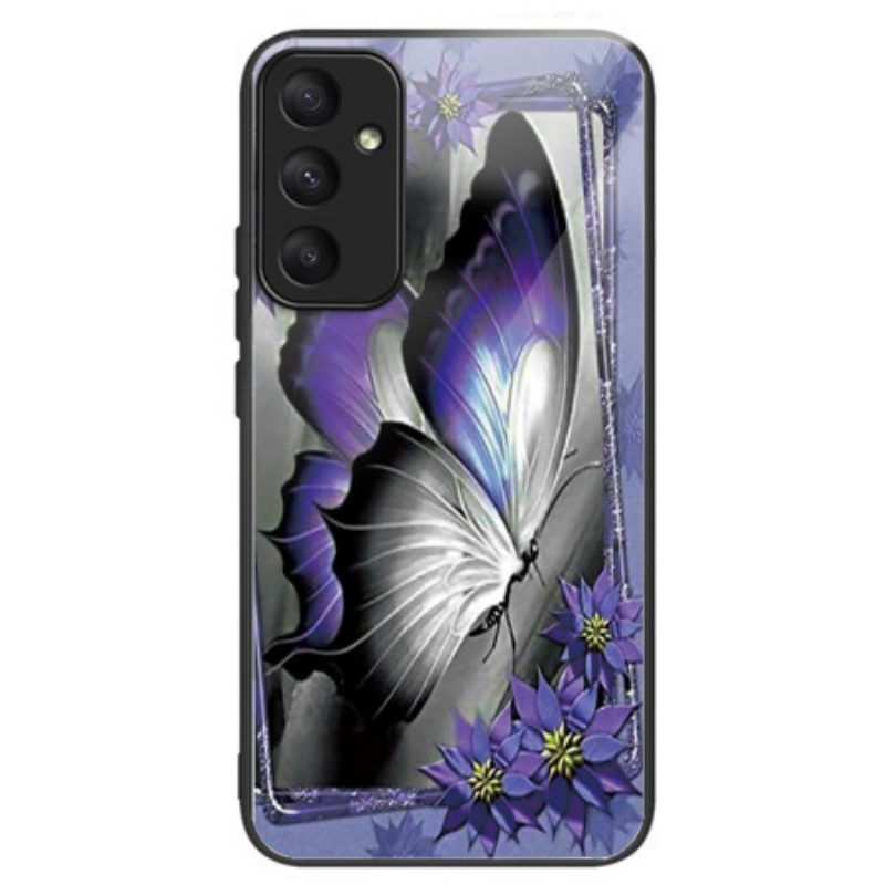 Hülle Samsung Galaxy A55 5g Lila Schmetterlings-hartglas