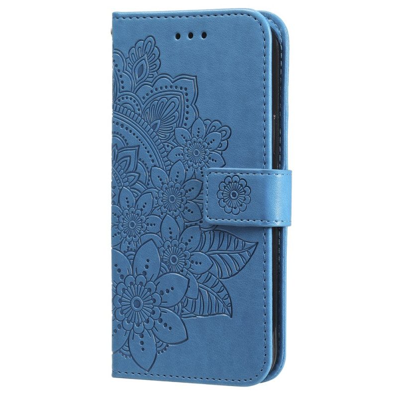 Lederhüllen Samsung Galaxy A55 5g Handyhülle Blumenmandala Mit Riemen