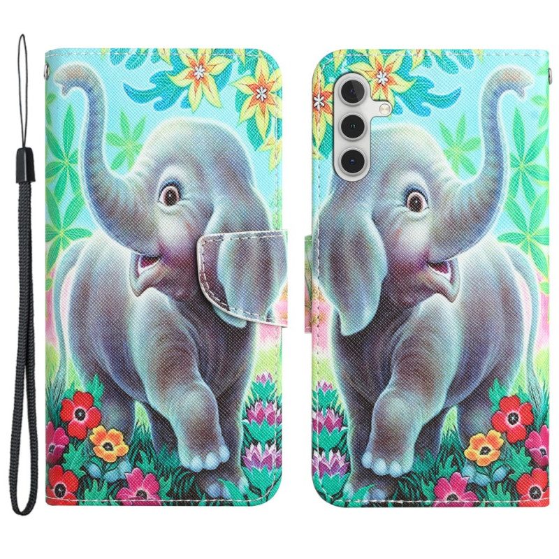 Lederhüllen Samsung Galaxy A55 5g Handyhülle Elefant Mit Riemen