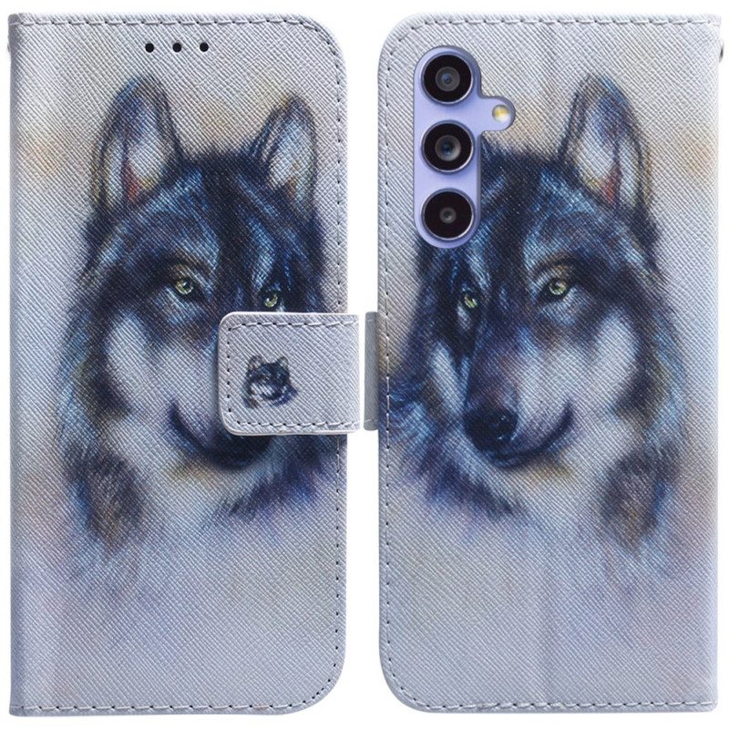 Lederhüllen Samsung Galaxy A55 5g Wolf-aquarell