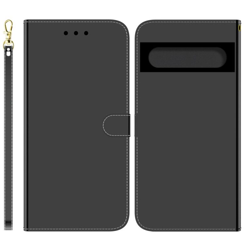 Flip Case Für Google Pixel 7 Spiegelabdeckung Aus Kunstleder